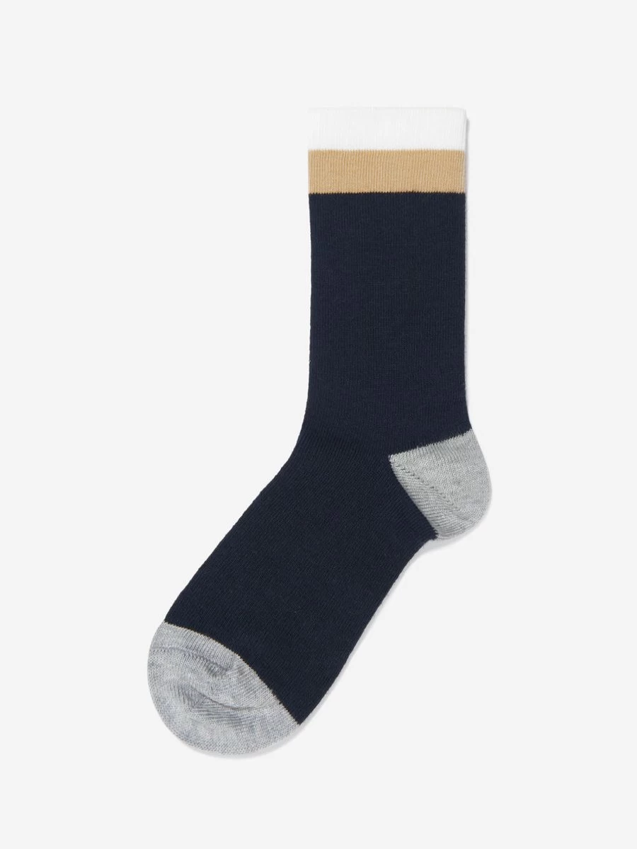 Chloé Girls Navy Jacquard Logo Embroidered Socks Luxury Designer Crew Socks