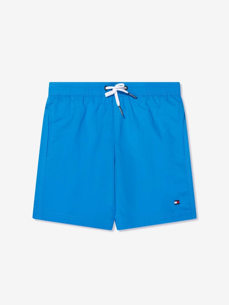 Tommy Hilfiger Boys Medium Blue Swim Shorts with Drawstring Waist