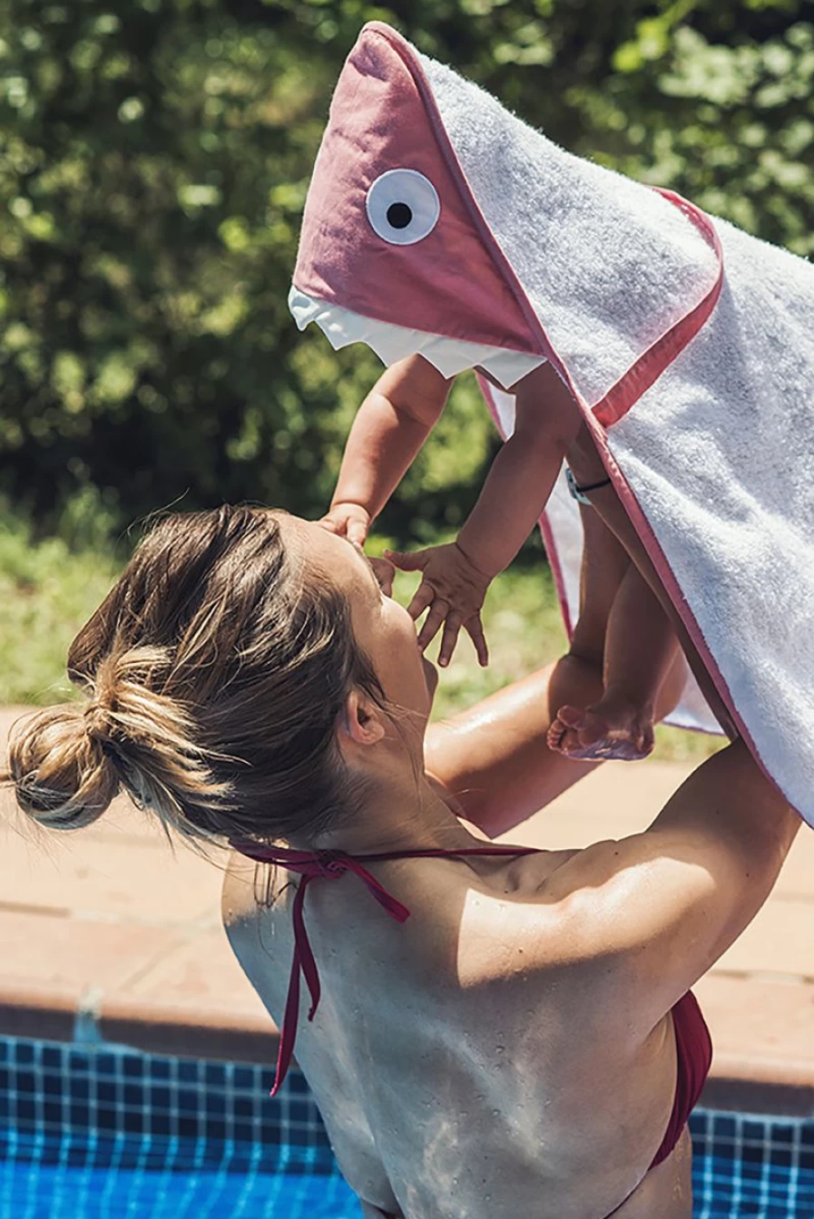 Baby Bites Pink Hooded Bath Towel for Newborn & Infant Girls - Soft & Absorbent Baby Towel