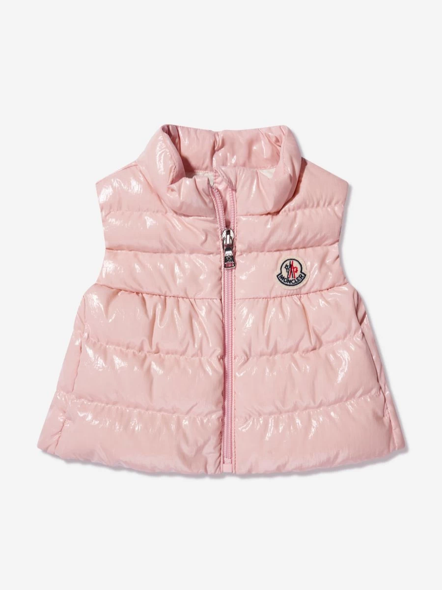Moncler Enfant Baby Girls Pink Down Padded Hiva Vest Gilet
