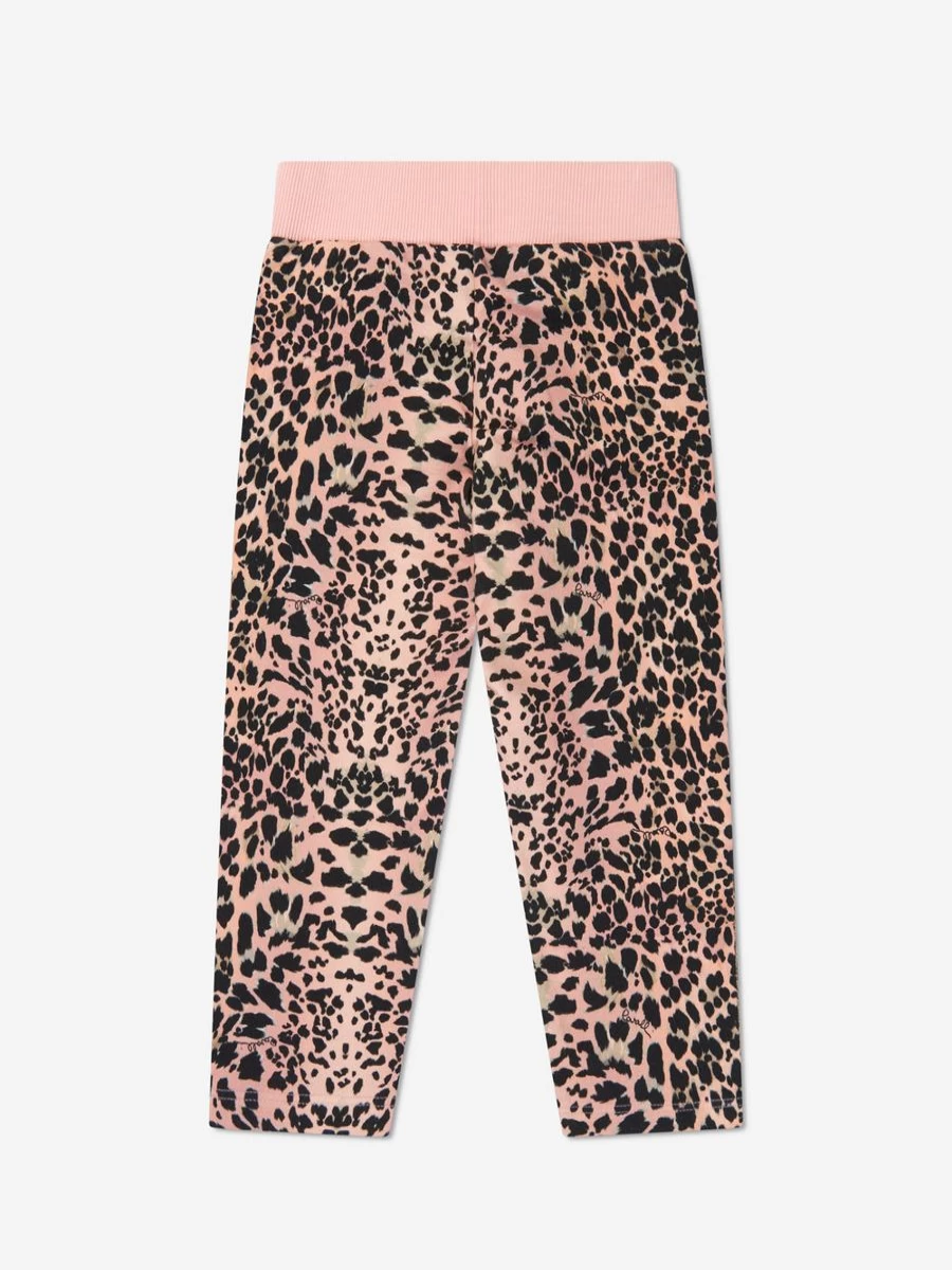 Roberto Cavalli Girls Leopard Print Cotton Leggings for Kids