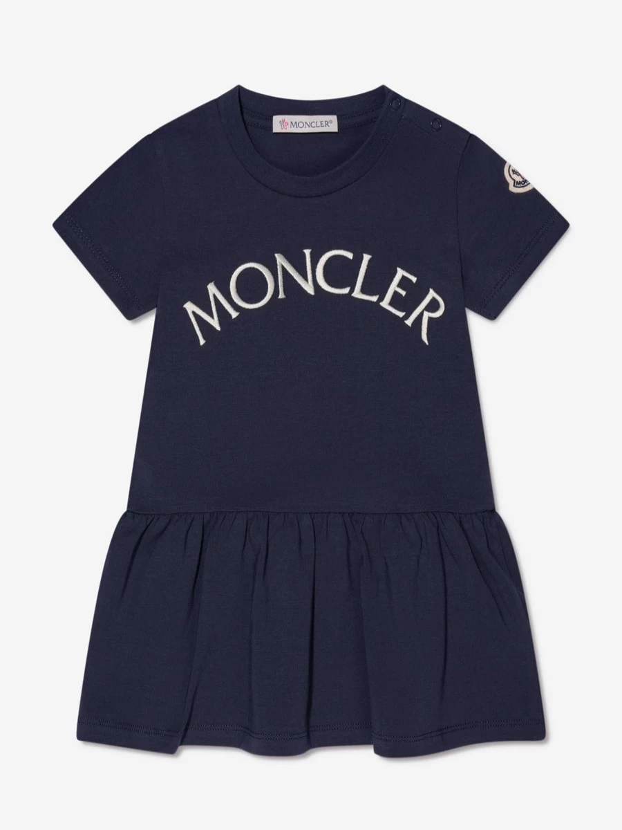 Moncler Enfant Baby Girls Navy Logo Dress