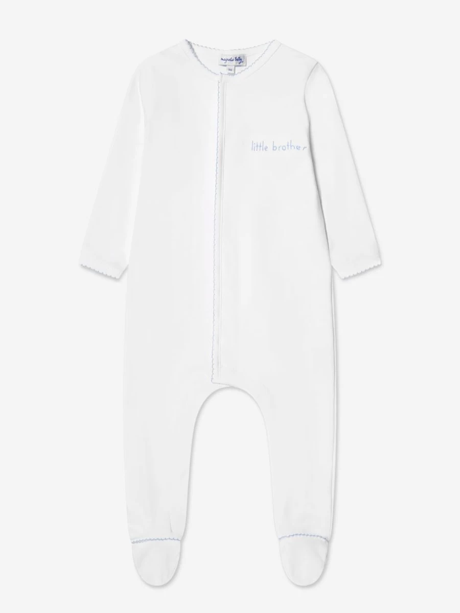 Magnolia Baby White Babygrow for Boys - Soft Little Brother Bodysuit
