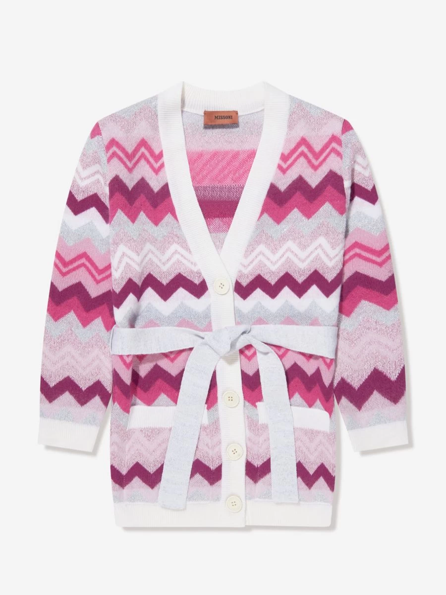 Missoni Teen Girls Pink Zigzag Knit Cardigan Sweater