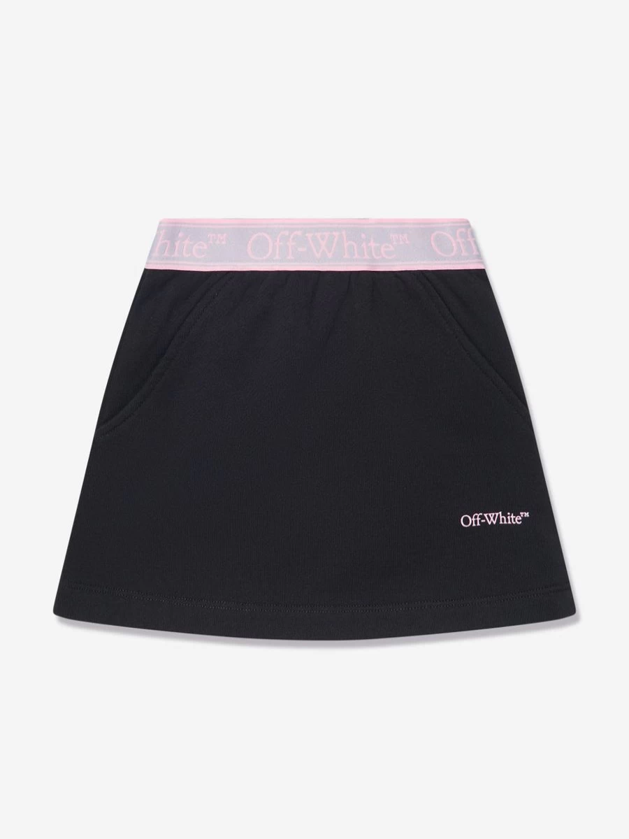 Off-White Girls Bookish Print Logo Band Skirt - Black