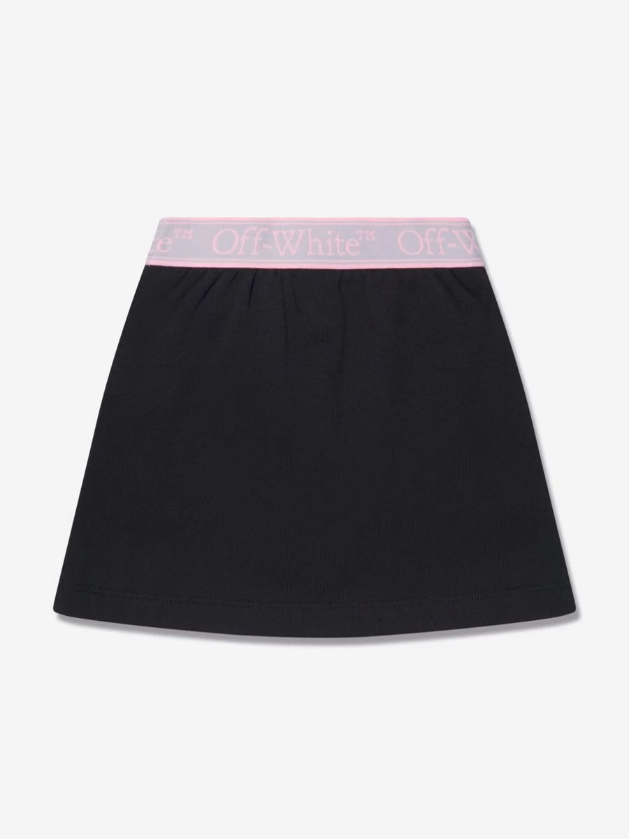 Off-White Girls Bookish Print Logo Band Skirt - Black
