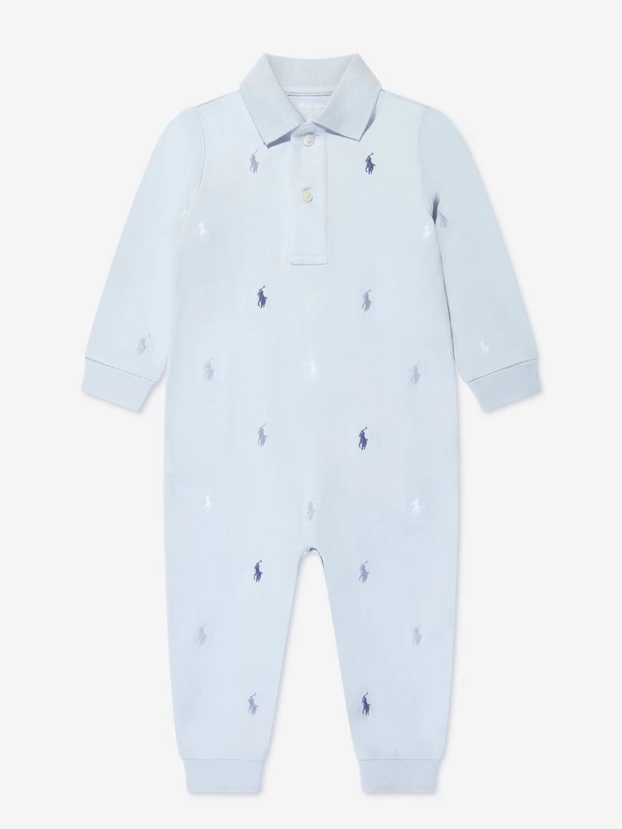 Ralph Lauren Kids Baby Boys Long Sleeve Romper - Soft Cotton One-Piece Outfit for Infants