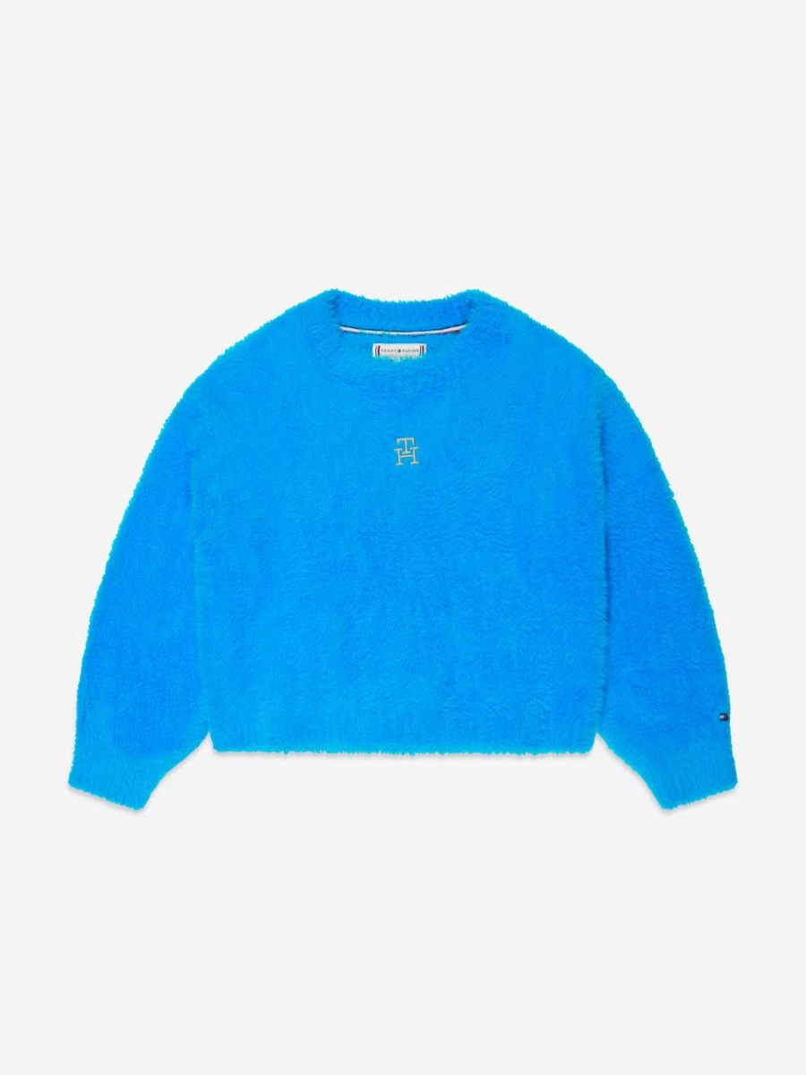 Tommy Hilfiger Girls Blue Monogram Soft Sweater for Kids