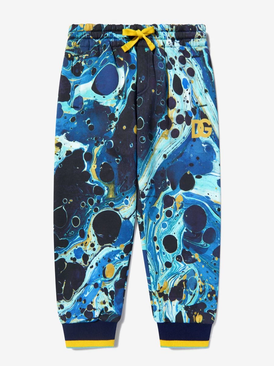 Dolce & Gabbana Kids Boys Cotton Marble Print Joggers - Stylish Comfort Pants for Boys