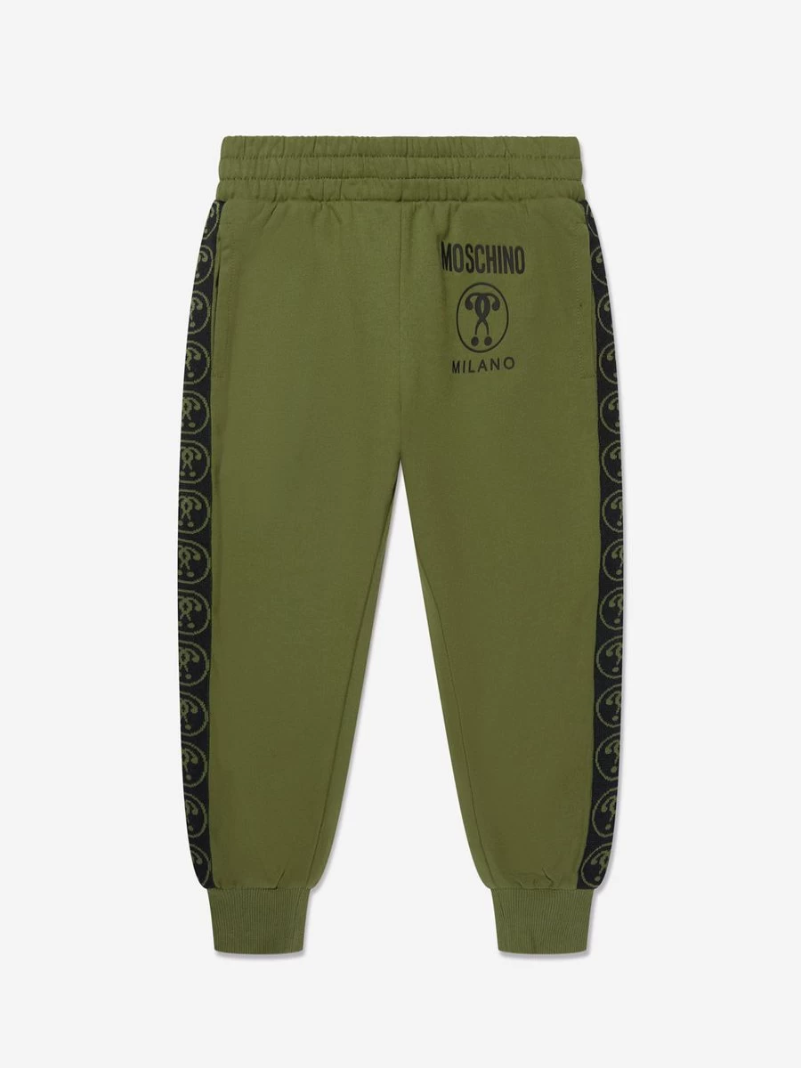 Moschino Kids Boys Green Milano Logo Joggers Pants