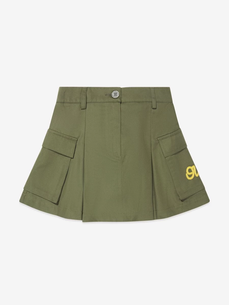 Off-White Teen Girls' Script Cargo Skirt in Green