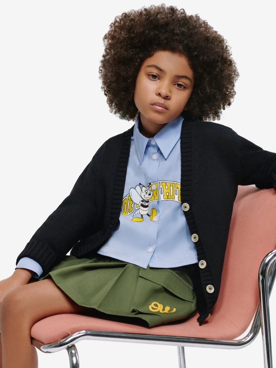 Off-White Teen Girls' Script Cargo Skirt in Green
