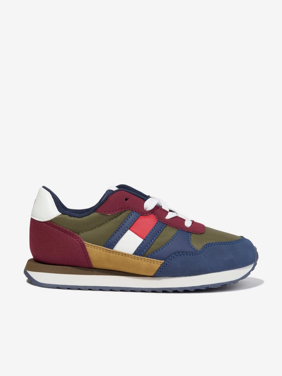 Tommy Hilfiger Boys Multicolored Low Top Lace-Up Sneakers Kids Flag Design Trainers