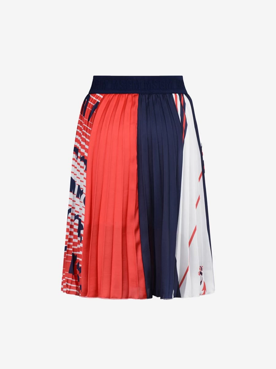 MSGM Girls Navy Pleated Skirt - Stylish & Trendy Tartan School Skirt for Kids