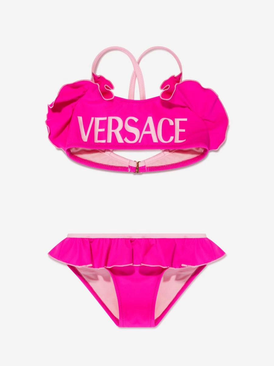 Versace Teen Girls Pink Logo Bikini Swimwear