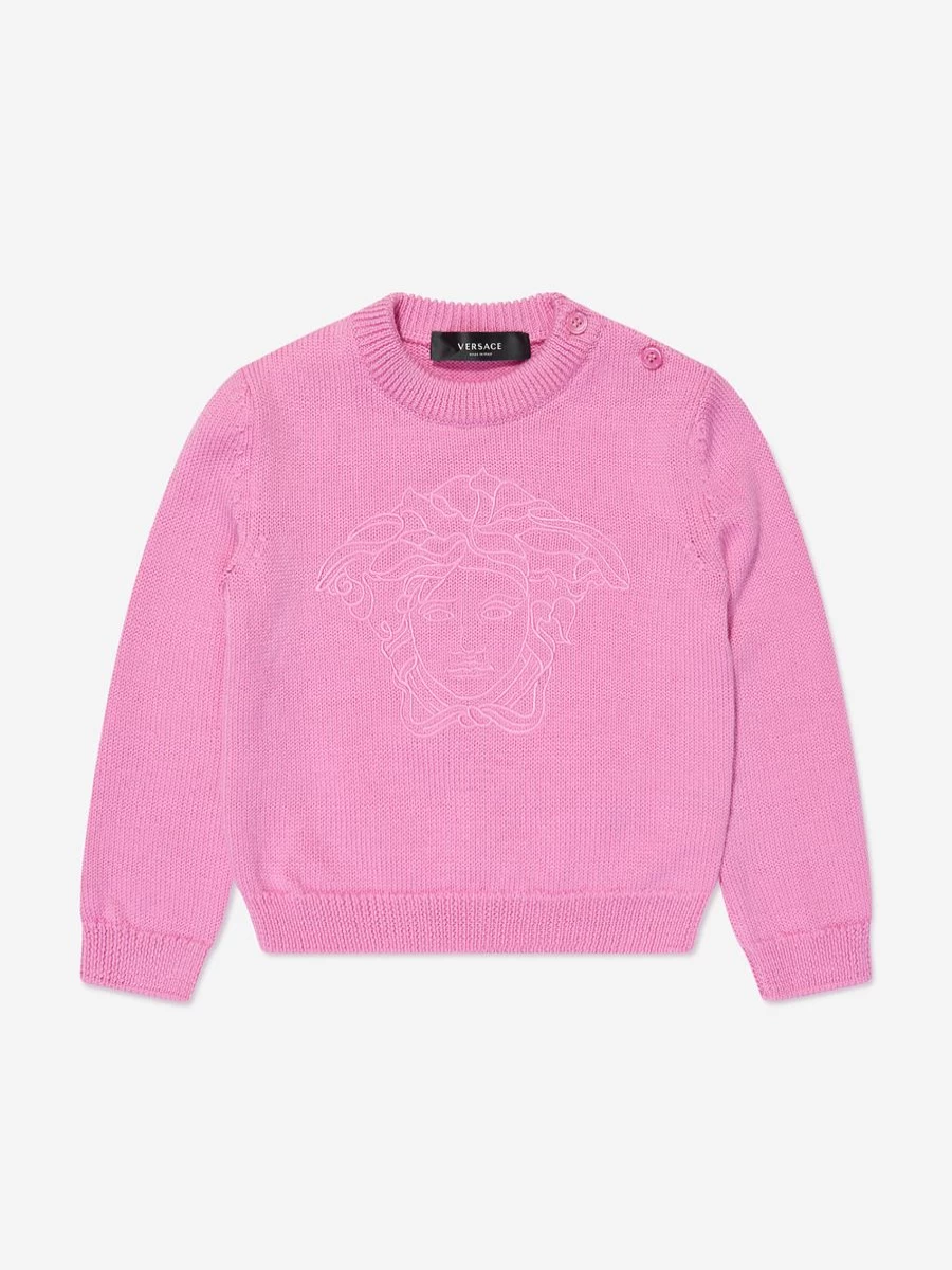 Versace Baby Girls Pink Logo Jumper - Stylish & Comfortable