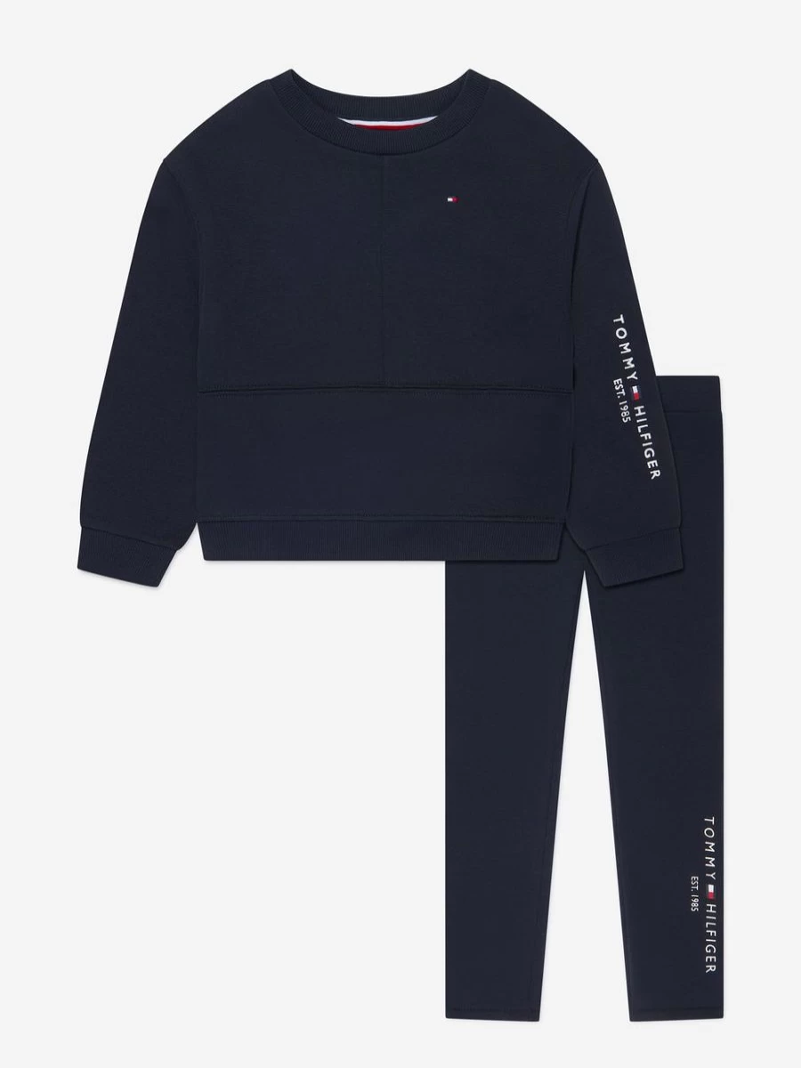 Tommy Hilfiger Girls Navy Essential Leggings Set - Comfortable & Stylish Activewear for Kids
