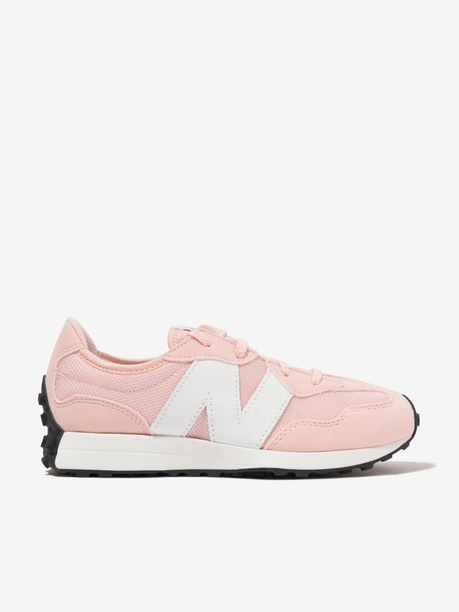 New Balance Girls 327 Pink Lace-Up Logo Sneakers for Kids