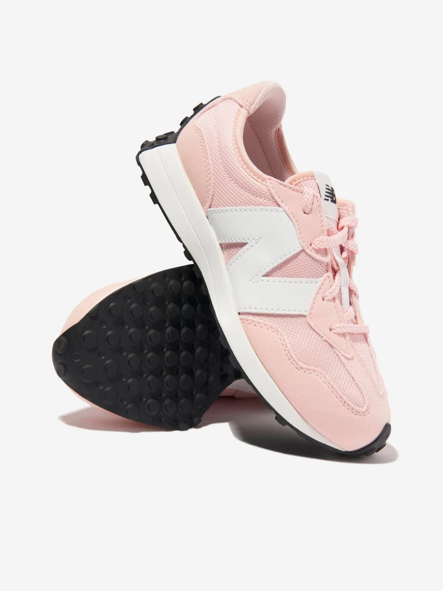 New Balance Girls 327 Pink Lace-Up Logo Sneakers for Kids