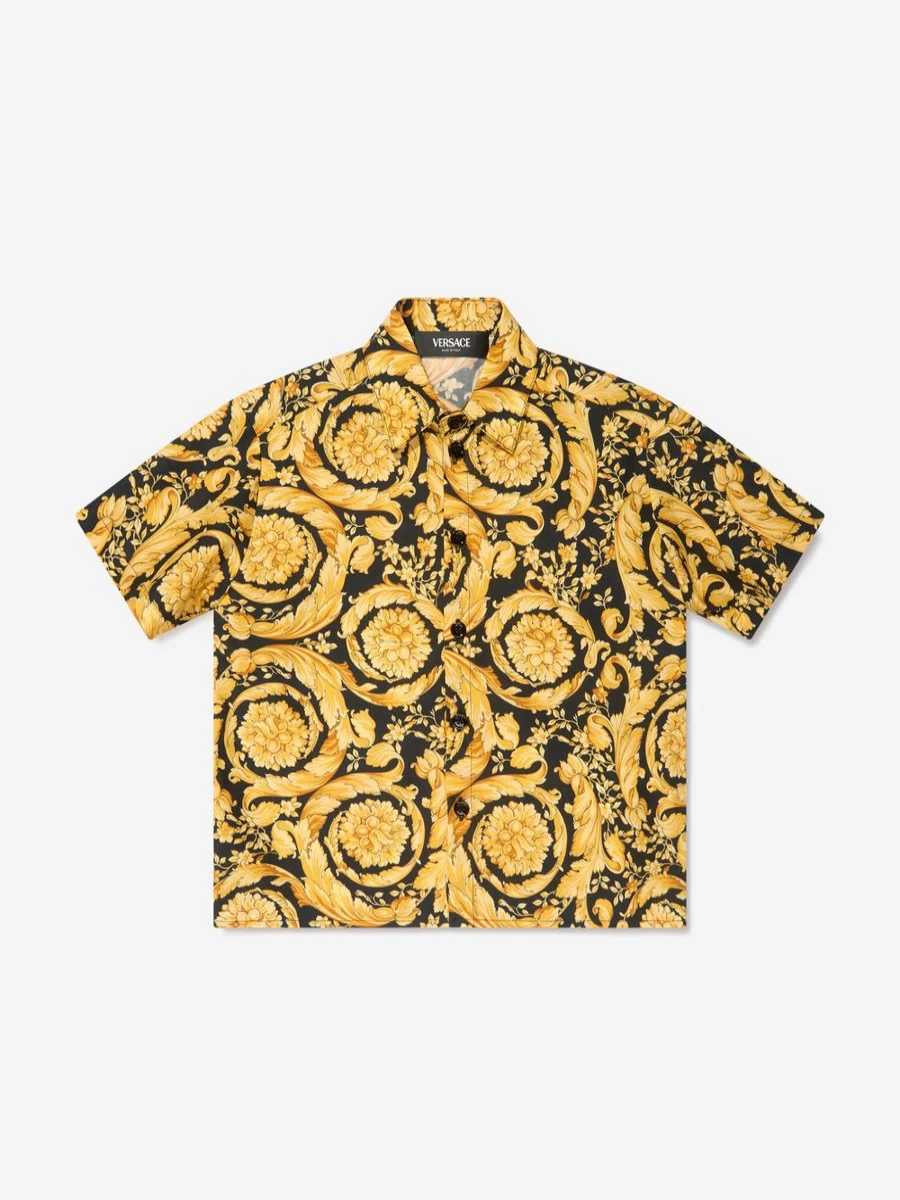 Versace Teen Gold Barocco Print Shirt for Boys