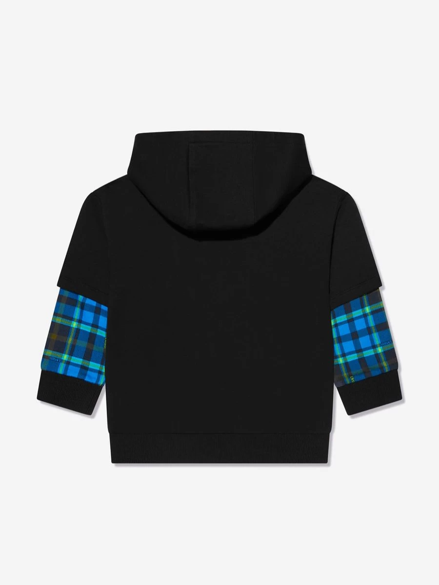 Versace Boys Black Tartan Sleeve Sweatshirt | Designer Kids Pullover