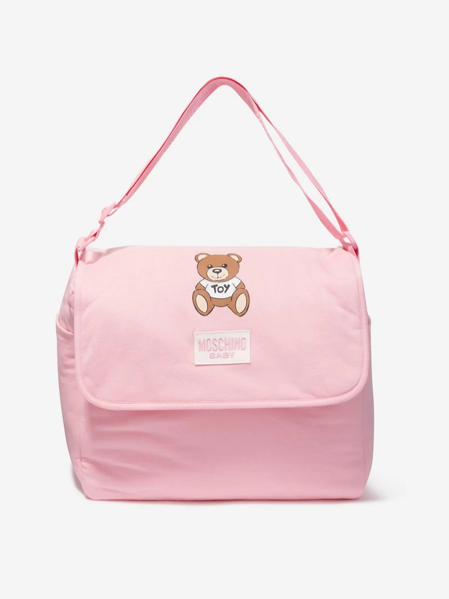 Moschino Kids Pink Teddy Bear Baby Girls Diaper Changing Bag