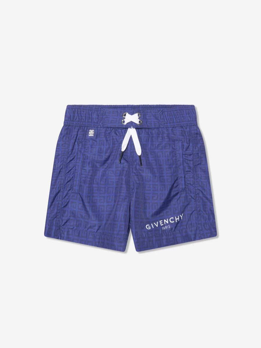 Givenchy Teen Boys 4G Logo Blue Swim Shorts for Summer Beachwear