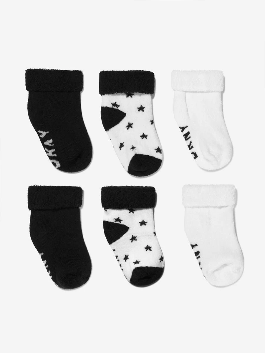 DKNY Boys' Baby Socks Set - Soft Black Infant Toddler Footies for Newborns