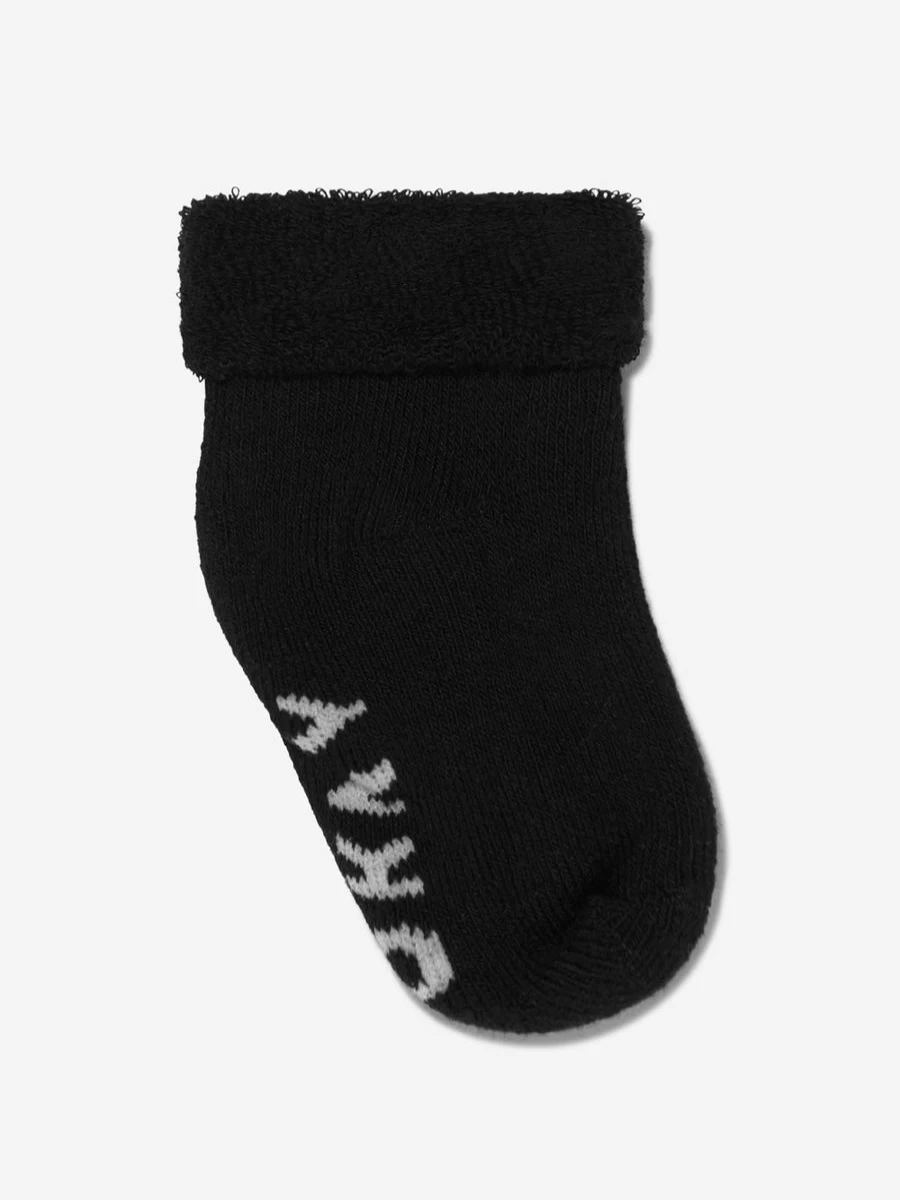 DKNY Boys' Baby Socks Set - Soft Black Infant Toddler Footies for Newborns