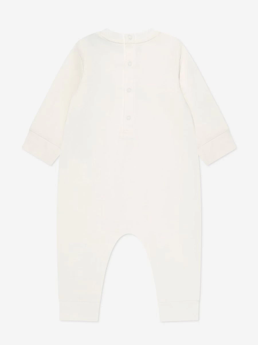 Moncler Enfant Boys White Baby Logo Romper - Premium Cotton Bodysuit for Infants