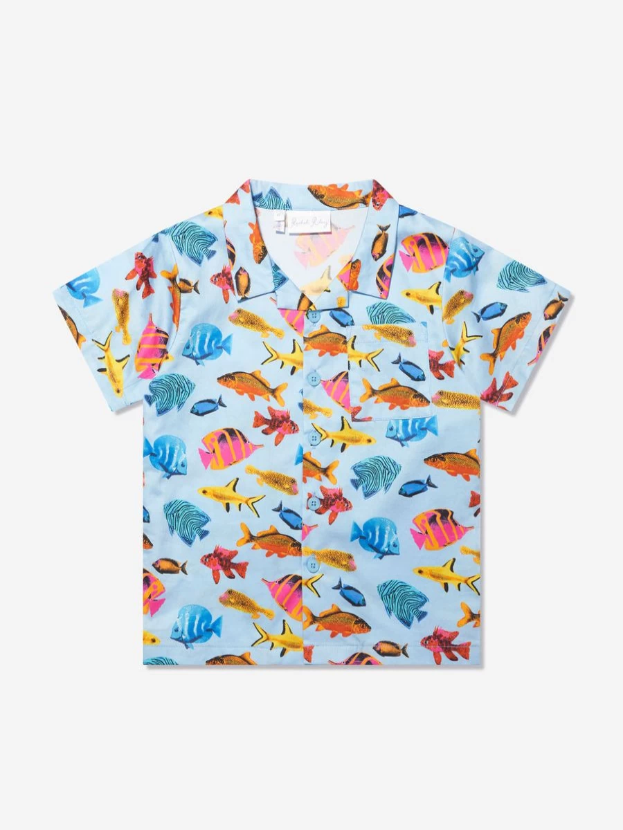 Rachel Riley Boys' Tropical Fish Print Shirt - Multicolored Casual Summer Top