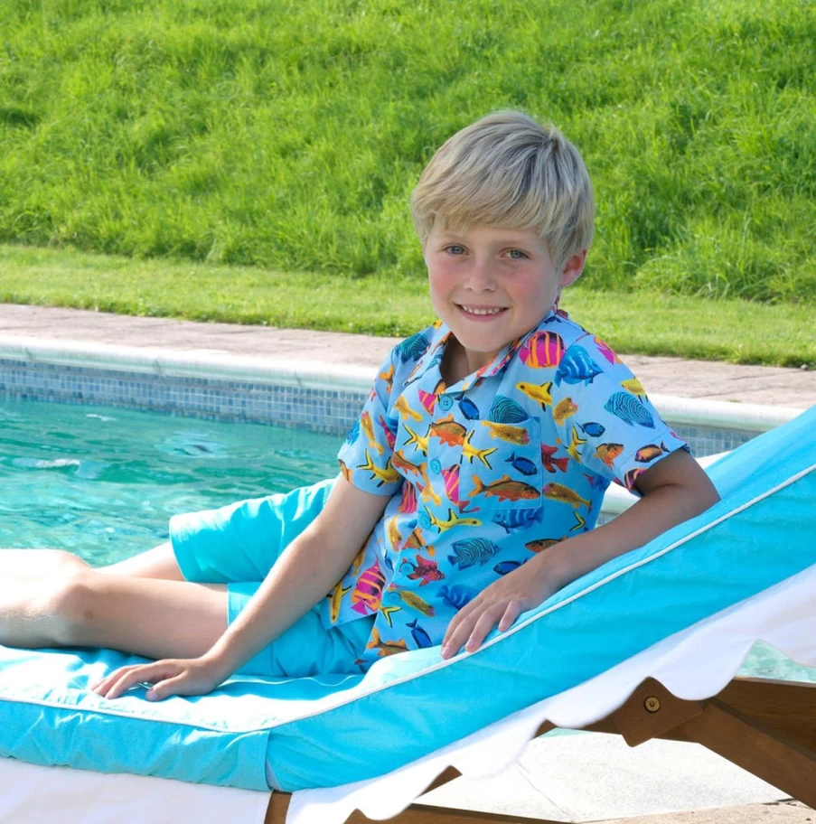 Rachel Riley Boys' Tropical Fish Print Shirt - Multicolored Casual Summer Top