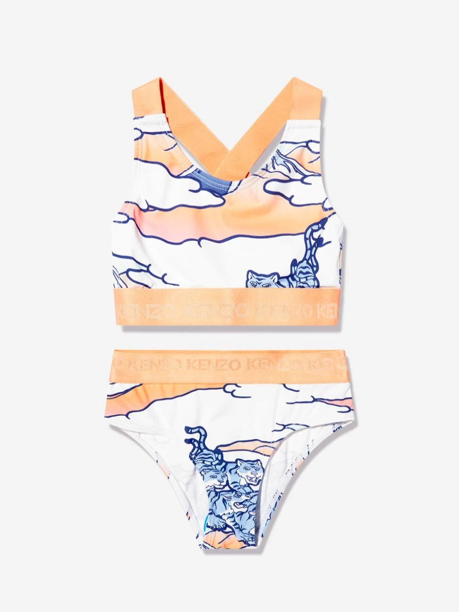 KENZO KIDS Yellow Tiger Print Bikini for Teen Girls - Stylish Swimwear