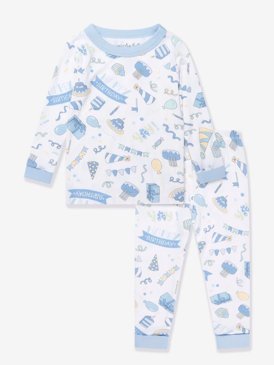 Magnolia Baby Boys Birthday Long Sleeve Blue Pajamas - Comfortable Sleepwear for Toddlers