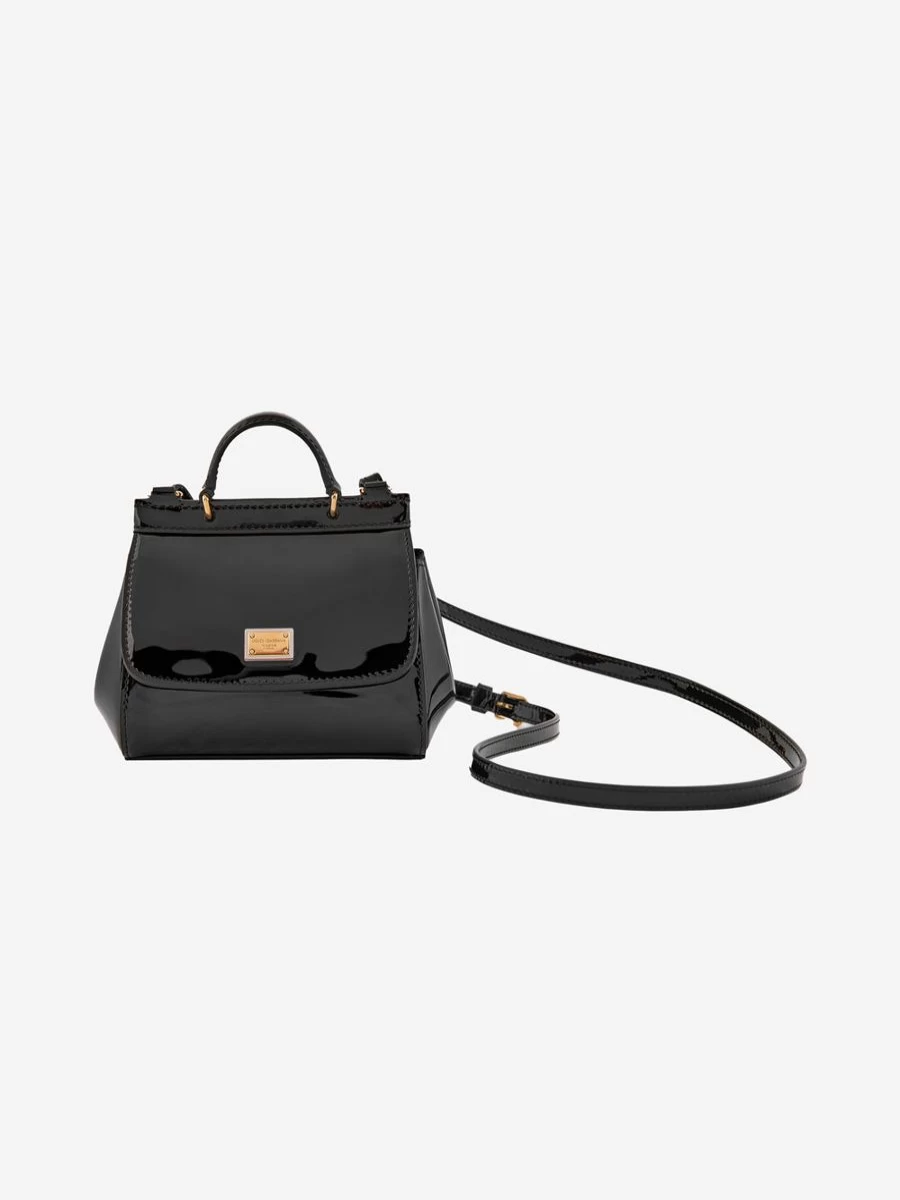 Dolce & Gabbana Kids Girls Black Patent Leather Handbag | Stylish Designer Purse for Girls