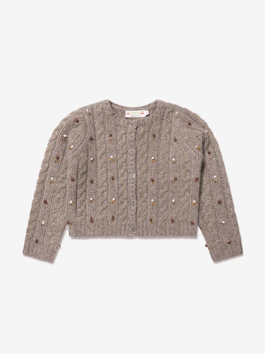 Bonpoint Girls Dallulah Brown Wool Cardigan – Premium Knitwear for Girls