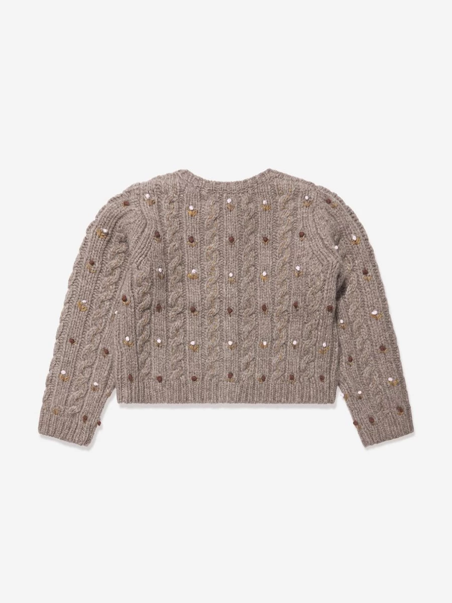 Bonpoint Girls Dallulah Brown Wool Cardigan – Premium Knitwear for Girls