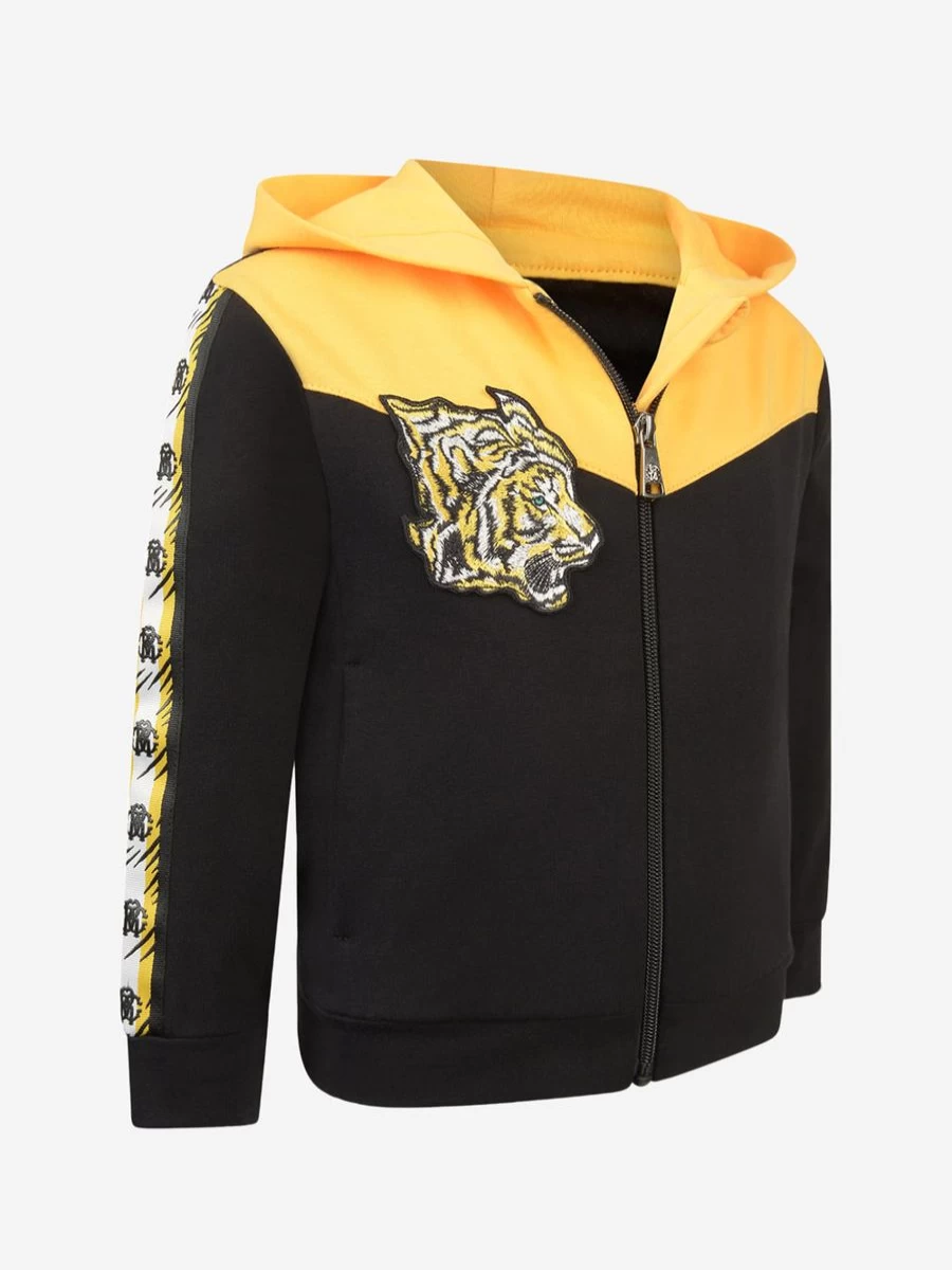 Roberto Cavalli Boys' Yellow Tiger Print Zip-Up Hoodie