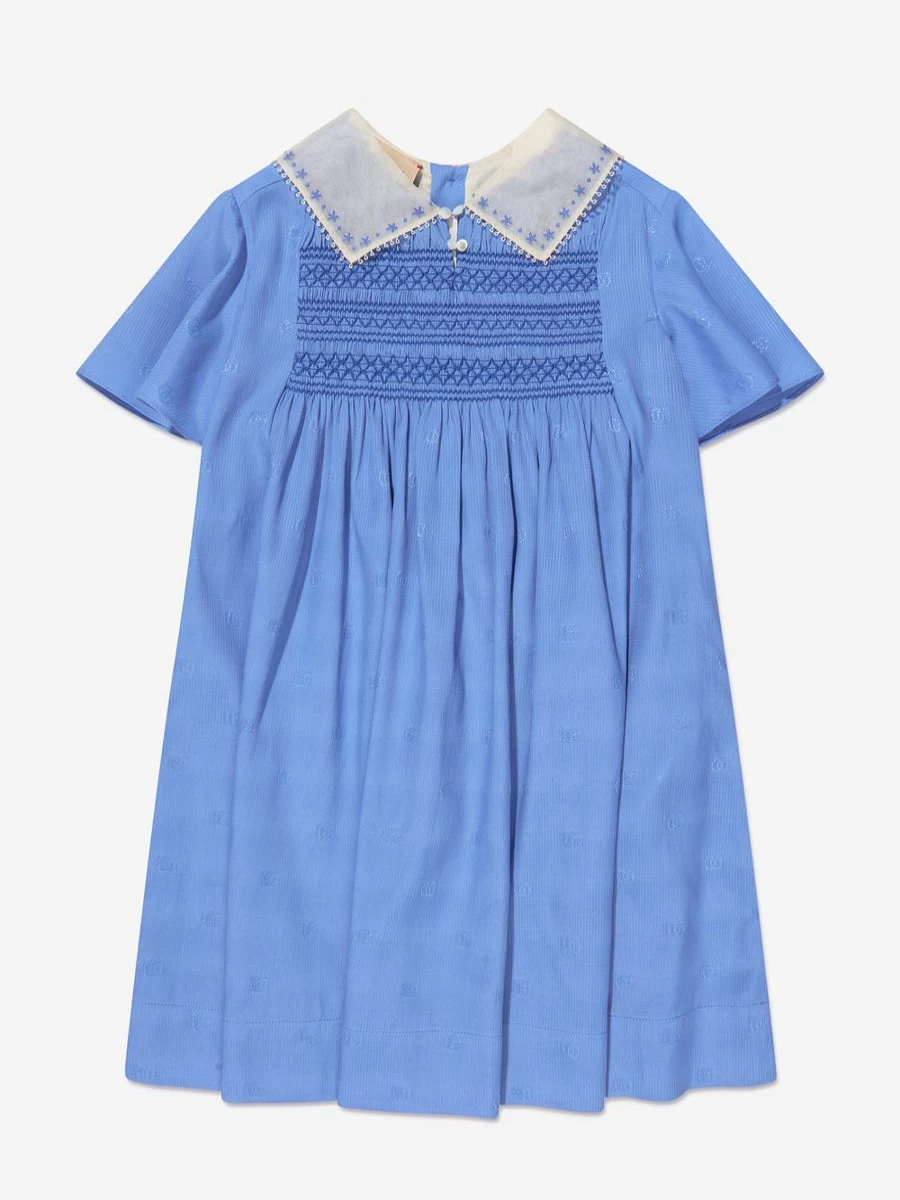 Gucci Kids Teen Girls Blue GG Logo Dress
