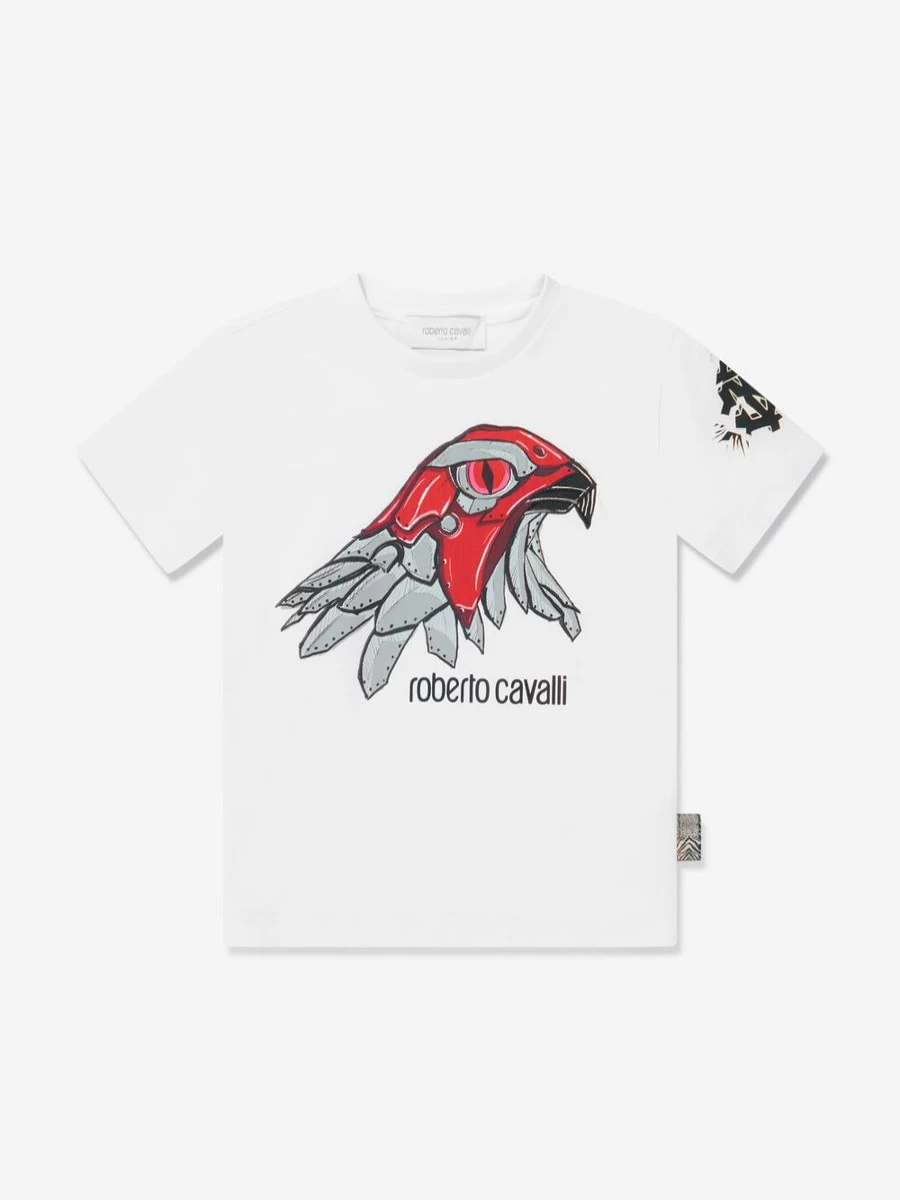 Roberto Cavalli Boys White Eagle Print T-Shirt
