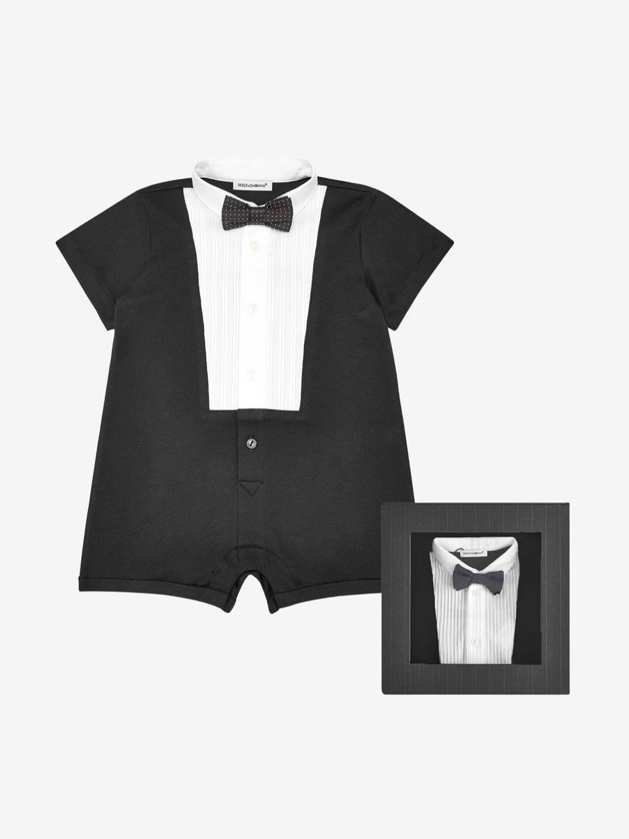 Dolce & Gabbana Kids Baby Boys Cotton Tuxedo Shortie Outfit - Classic Formal Wear for Toddlers