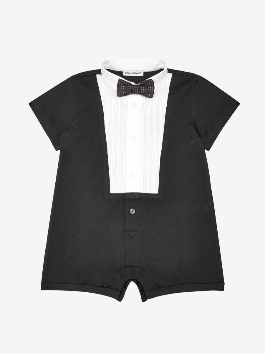Dolce & Gabbana Kids Baby Boys Cotton Tuxedo Shortie Outfit - Classic Formal Wear for Toddlers