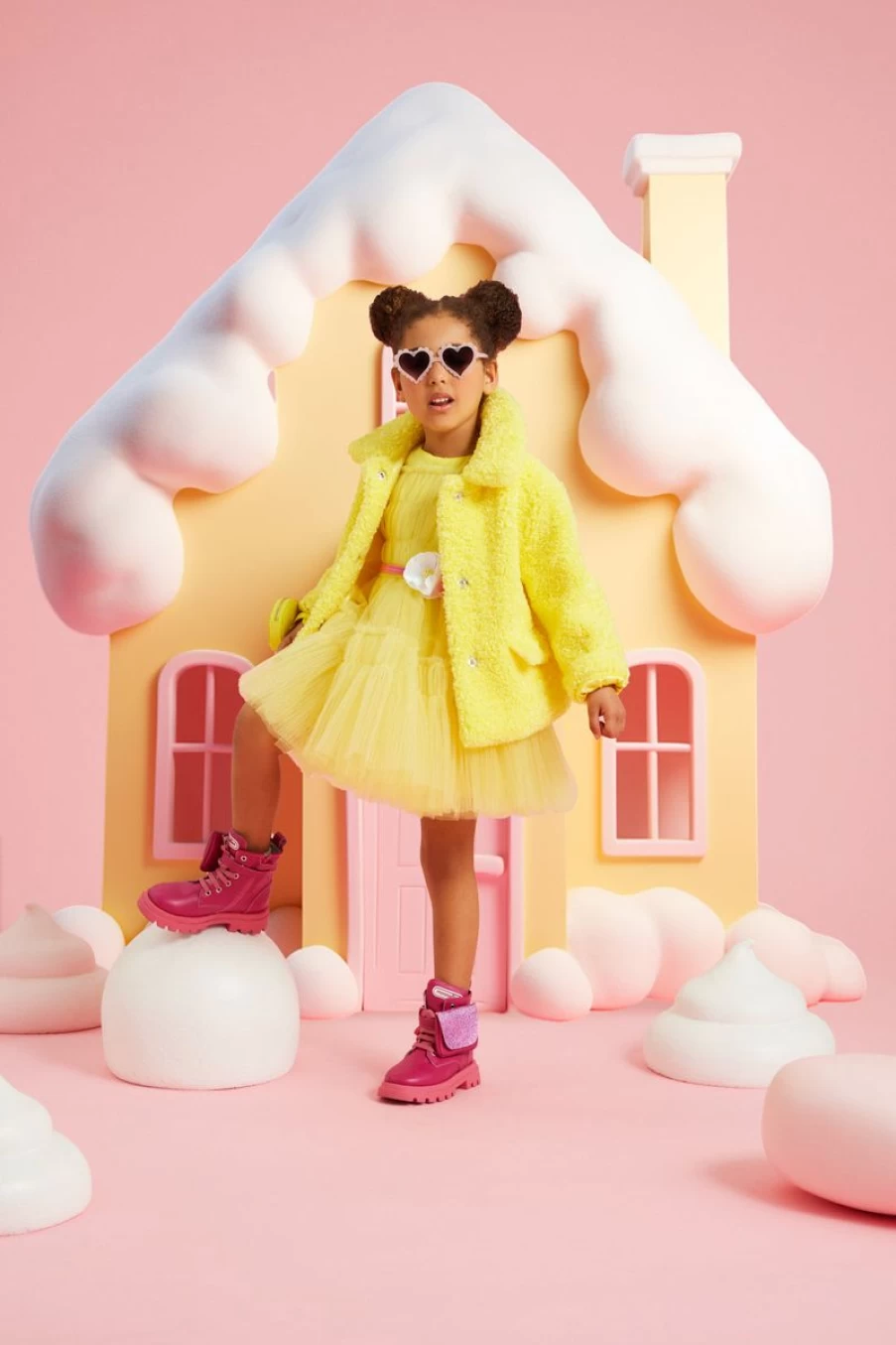 Monnalisa Pink Heart Sunglasses for Girls with Protective Case