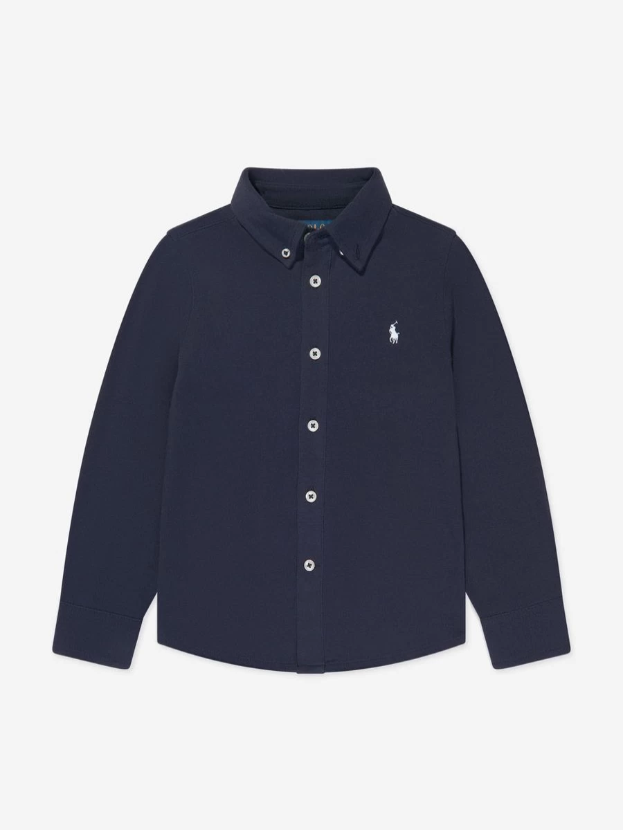 Ralph Lauren Kids Teen Boys Navy Mesh Athletic Sport Shirt for Active Wear