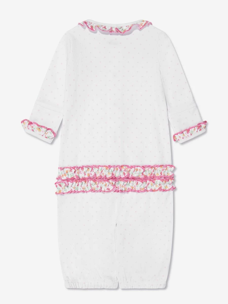Magnolia Baby White Embroidered Ruffle Dress for Infant Girls - Elegant Convertible Outfit