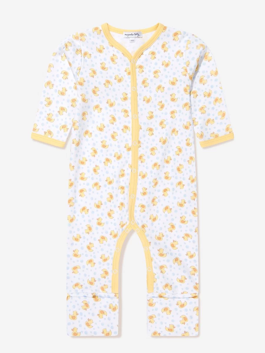 Magnolia Baby Boys' Yellow Rubber Ducky Printed Playsuit - Soft & Comfortable Romper