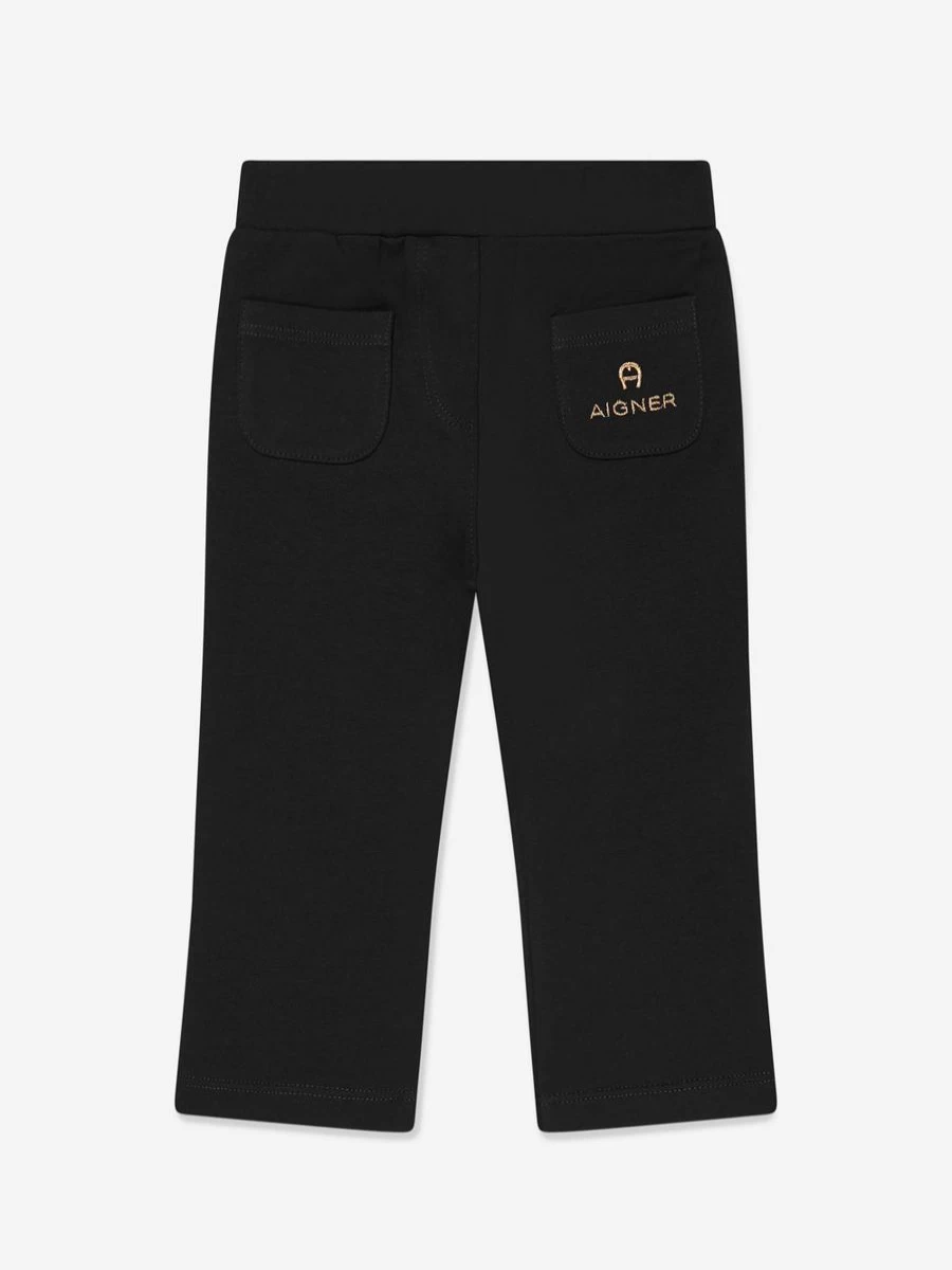 Aigner Baby Girls Black Logo Joggers - Comfortable & Stylish Trousers for Infants