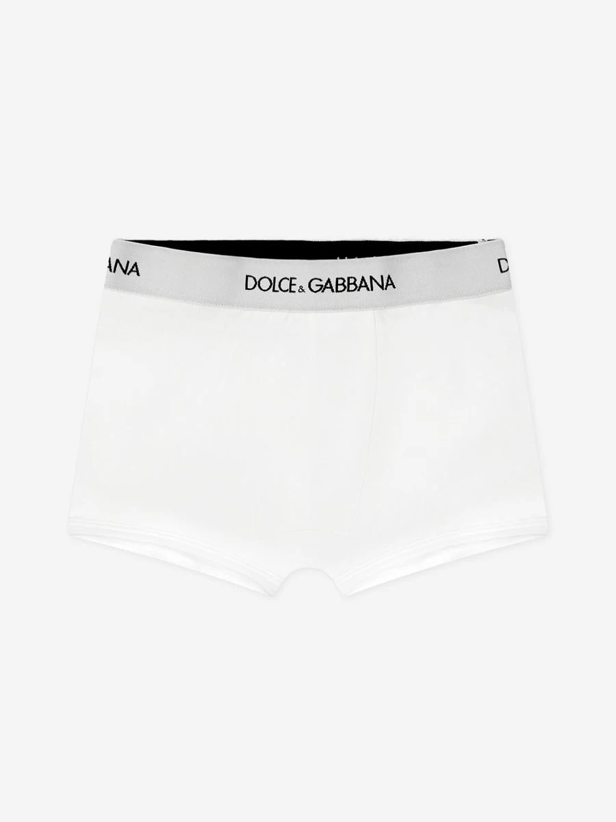 Dolce & Gabbana Kids Boys' Cotton Boxer Shorts 2-Pack - White Comfort Underwear Set for Boys