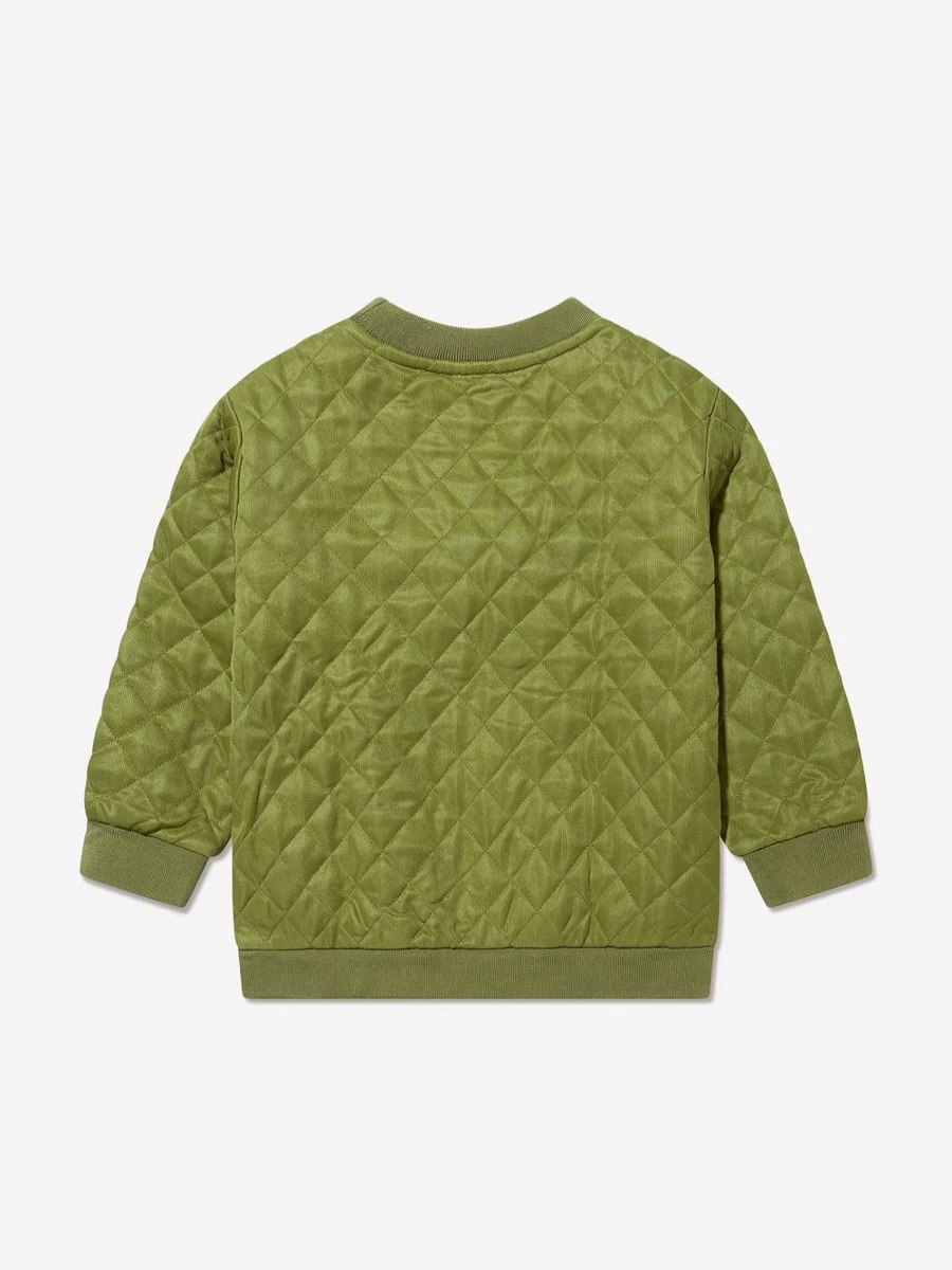 Moschino Kids Boys Green Quilted Sweatshirt | Stylish Comfort for Boys