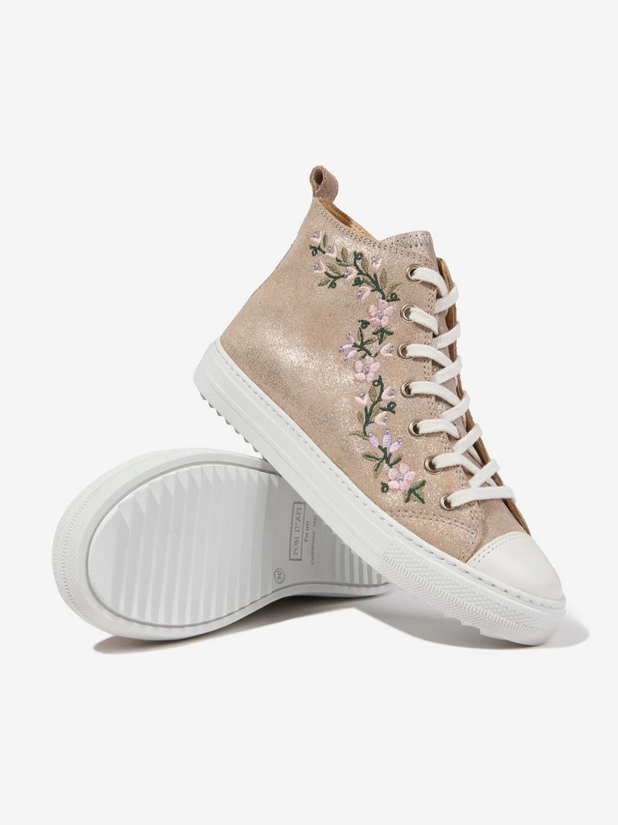 Pom D'Api Girls Gold High Top Sneakers - Swag Brodi Fashion Trainers for Teens